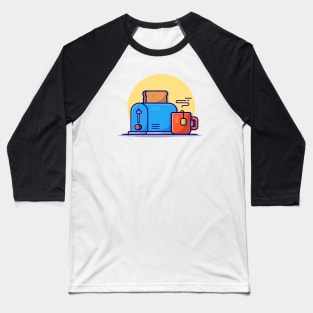 Toaster Bread And Tea Cartoon Vector Icon Illustration Baseball T-Shirt